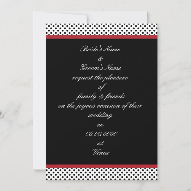 Invitation noire, blanche et rouge de point de (Devant)