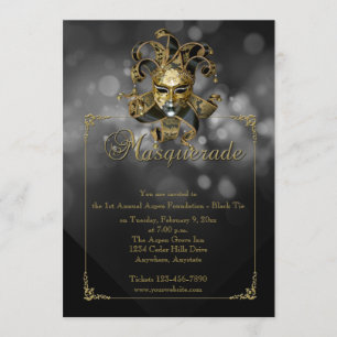 Invitation noire de boule de mardi gras de