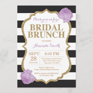 Invitation noire de douche de brunch de pourpre et