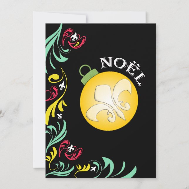 Invitation noire de fête de Noël de Gold Fleur de (Devant)