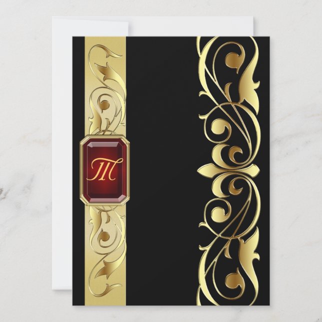 Invitation noire du Grand Duke Red Jewel Gold Scro (Devant)