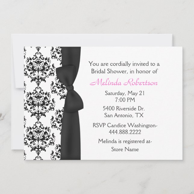 Invitation noire et blanche chic de Fête de la (Devant)