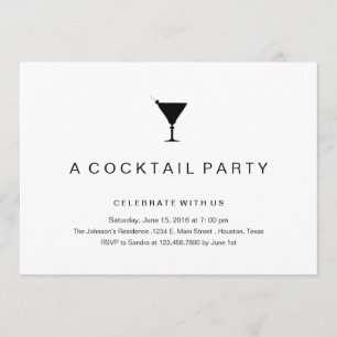 Invitation noire et blanche de cocktail