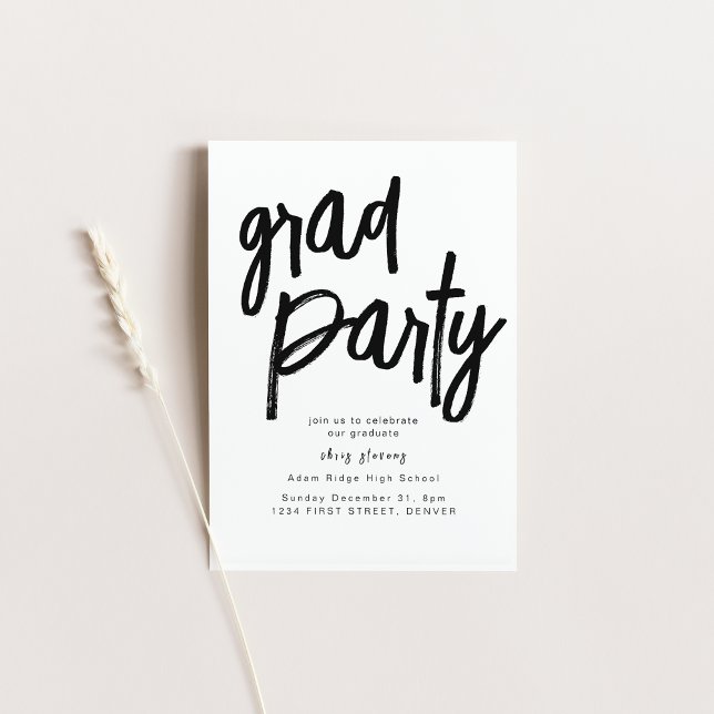 Invitation noire et blanche de Grad Party (Créateur téléchargé)