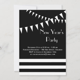 Invitation noire et blanche de la partie de