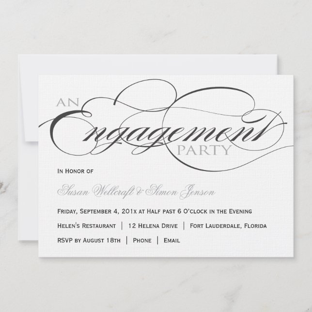 Invitation noire et blanche de partie de (Devant)