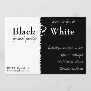 Invitation noire et blanche de partie de thème