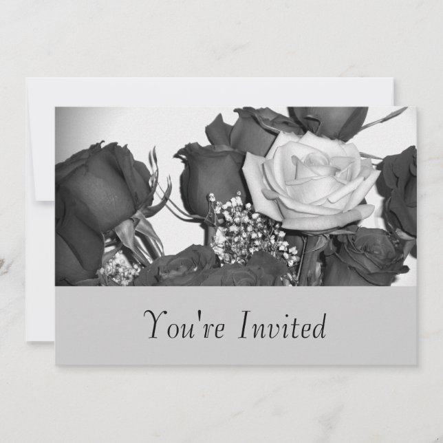 Invitation noire et blanche de rose (Devant)
