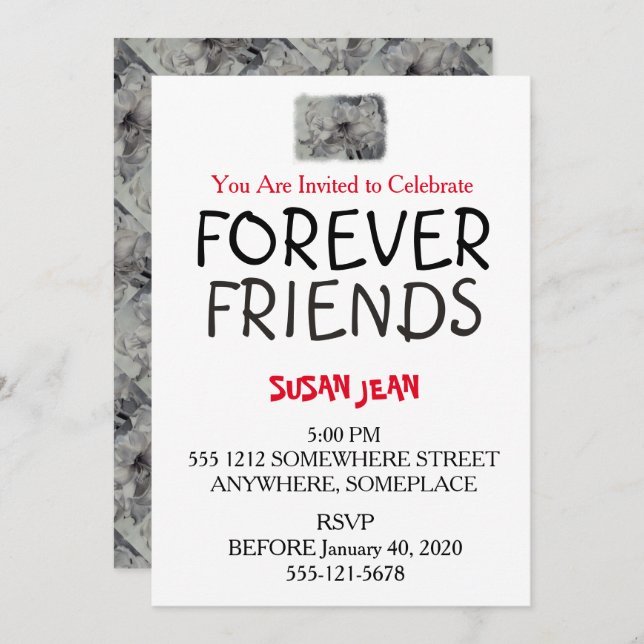 INVITATION NOIRE ET BLANCHE DU PARTI AMARLLIS (Devant / Derrière)