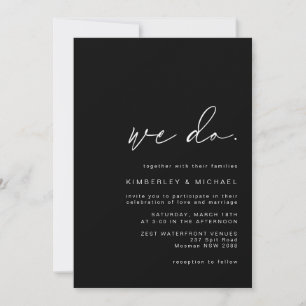 Invitation noire et blanche moderne et minimaliste