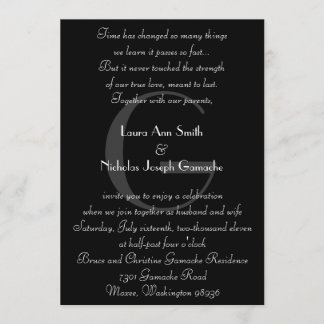 Invitation noire et blanche vintage Verticle de