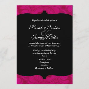 Invitation noire et fuchsia faite sur commande de