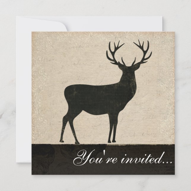 Invitation noire et ivoire de Buck Silhouette (Devant)