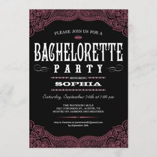 Invitation noire et rose de partie de Paisley