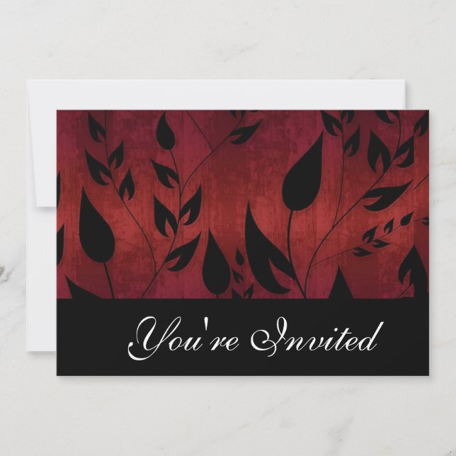 Invitation noire et rouge de partie de feuille (Devant)