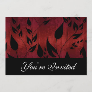 Invitation noire et rouge de partie de feuille