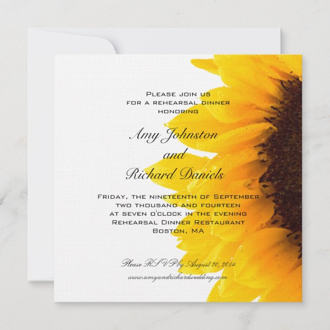 Invitation noire jaune de dîner de répétition de (Devant)