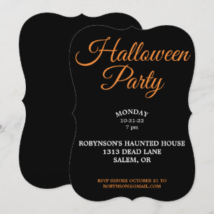 Invitation noire pour soirée Halloween