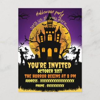 Invitation noire pour une maison effrayante à une
