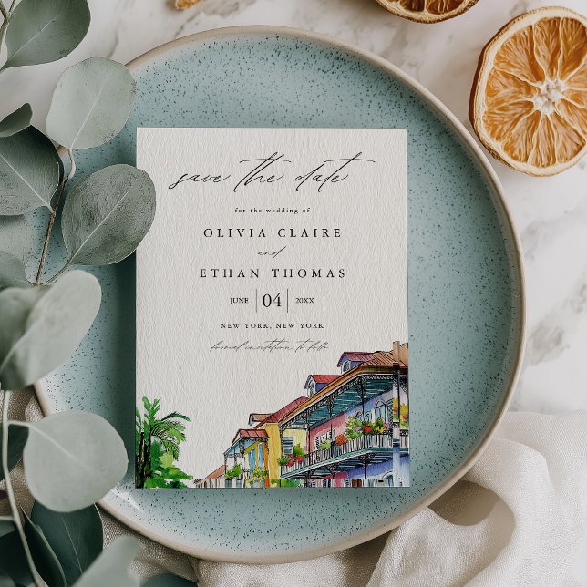 Invitation NOLA Nouvelle Orléans Aquarelle Enregistrer la dat (Créateur téléchargé)