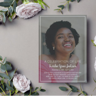 Invitation Nom dans la photo script Célébration de la vie