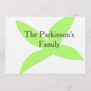 Invitation Nom de famille pastel abstrait feuille verte rétro