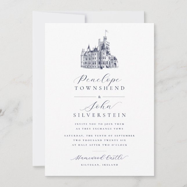 Invitation Nom de l'illustration du château vintage Mariage d (Devant)