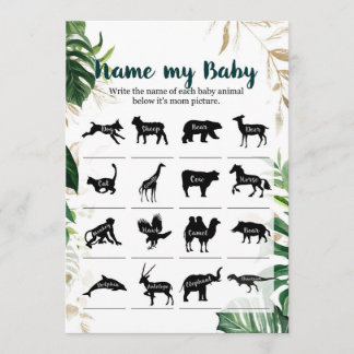 Invitation Nom de mon Baby Gold Safari Baby shower Jeu
