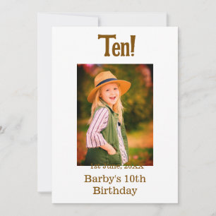 Invitation nom de photo d'anniversaire 10 ans date simple mar