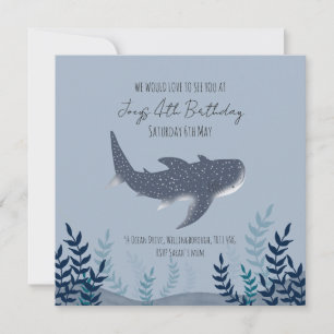 Invitation Nom de requin baleine bleu adorable sous la mer