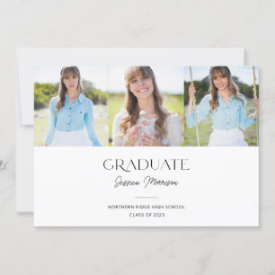 Invitation Nom de script multi-photo moderne Partie de gradua