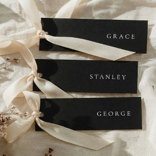 Invitation Nom minimaliste du Mariage noir Balise Placer les 