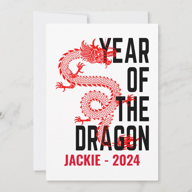 Invitation Nom personnalisé Année du Dragon Année de naissanc (Devant)