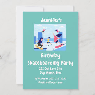 Invitation Nom personnalisé Anniversaire de la partie de ski