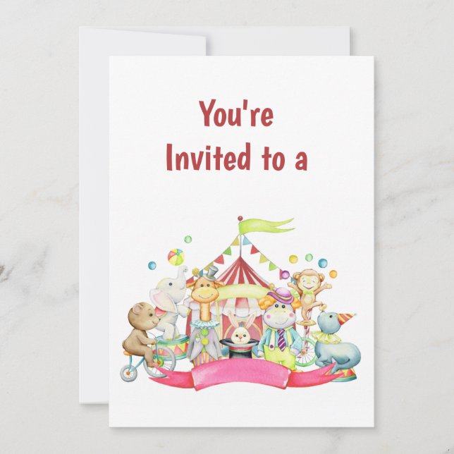 Invitation Nom personnalisé Cirque Anniversaire Fête Invitati (Devant)