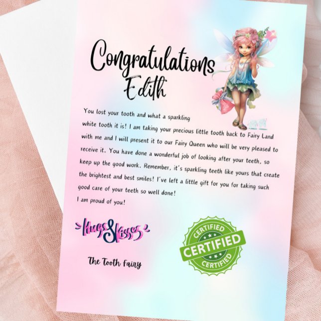 Invitation Nom personnalisé Fairy Letter Keepsaké - Pour les  (Personalized Tooth Fairy Letter For Kids)