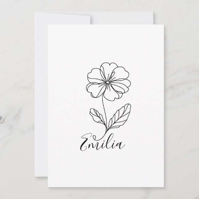 Invitation Nom personnalisé Fleur de naissance de la primevèr (Devant)