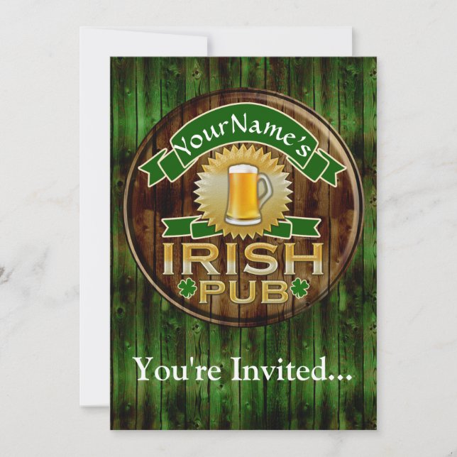 Invitation Nom personnalisé Irish Pub Sign Day St. Patrick's  (Devant)