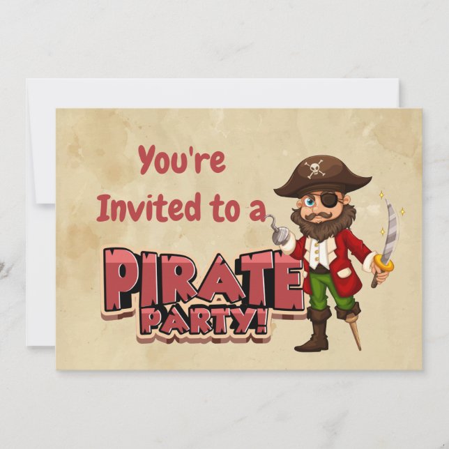 Invitation Nom personnalisé Pirate Anniversaire Fête Invitati (Devant)