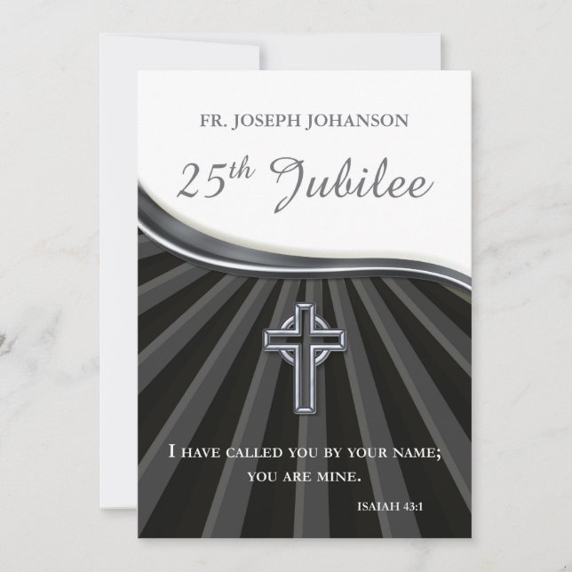 Invitation Nom personnalisé Prêtre Jubilé d'argent (Devant)