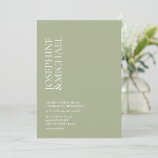 Invitation Nom Simple Moderne Vert Sauge