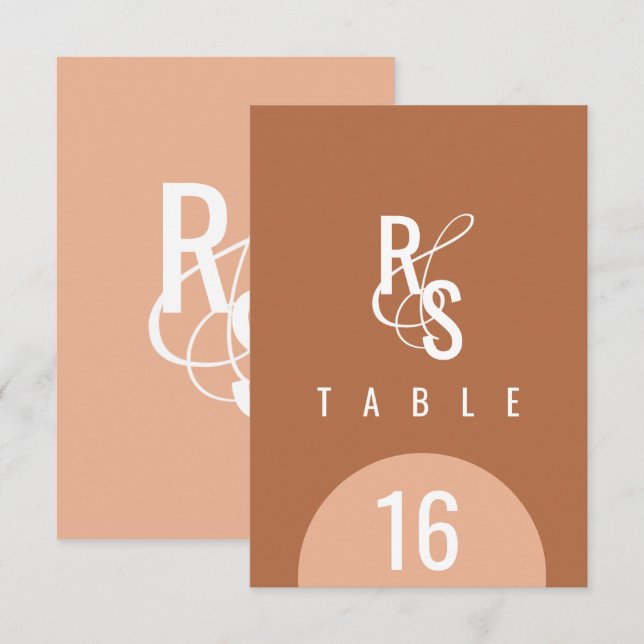 Invitation Nombre de sièges Mariage en terre cuite foncée (Devant / Derrière)