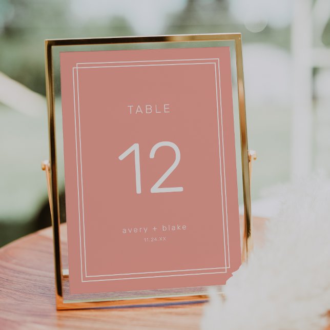 Invitation Nombre de tables de Mariage de pointes de broyage  (AVERY Minimal Blush Peach Wedding Table Numbers)