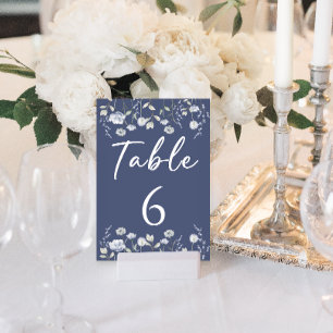 Invitation Nombre de tables de mariages de fleur sauvage bleu