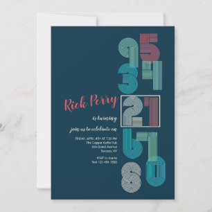 Invitation Nombre rétro Fête d'anniversaire