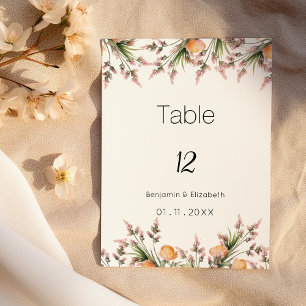 Invitation Nombres de table de fleurs d'été roses orange bota