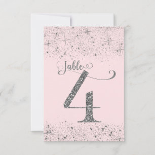 Invitation Nombres de table Pailleté Rose Fardé Numéro 4