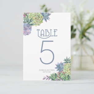 Invitation Nombres de table Succulents et Sparkle Bleu ID515
