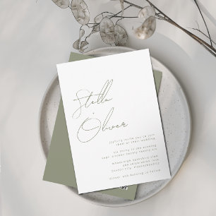 Invitation Noms de calligraphie moderne de sauge Code QR Mari