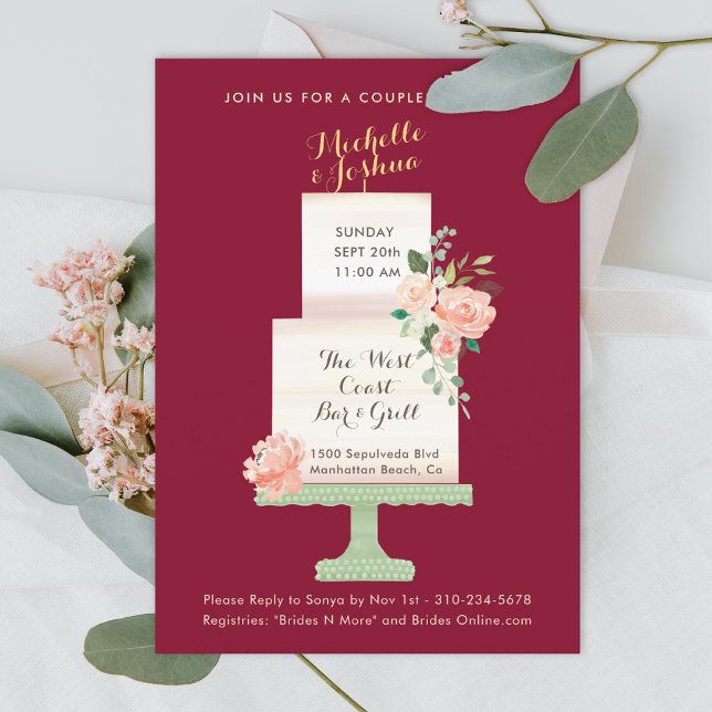 Invitation Noms de fête de mariage Cake Topper Aquarelle Flor (Créateur téléchargé)